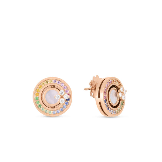 18K ROSE GOLD LOVE IN VERONA RAINBOW STUD EARRINGS