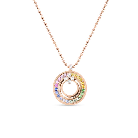 18K ROSE GOLD LOVE IN VERONA RAINBOW MEDALLION NECKLACE