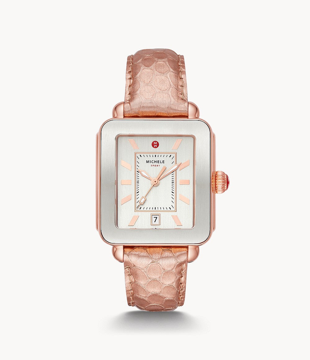 DECO SPORT PINK GOLD-TONE WITH ROSE GOLD EMBOSSED LEATHER WATCH STRAP