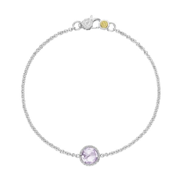 PETITE FLOATING BEZEL BRACELET FEATURING ROSE AMETHYST