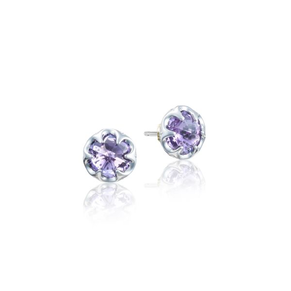 PETITE CRESCENT BEZEL EARRINGS FEATURING AMETHYST