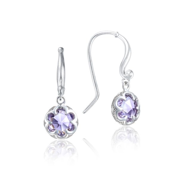 PETITE CRESCENT DROP EARRINGS FEATURING AMETHYST