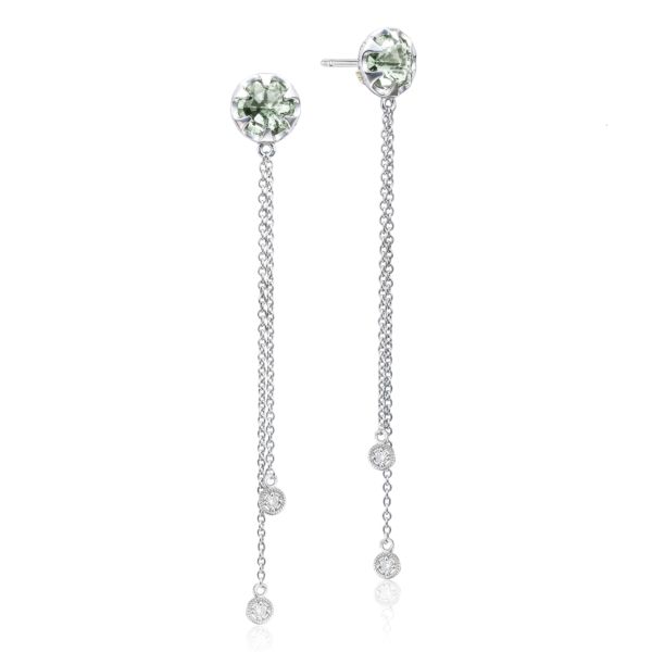 DROP CHAIN EARRINGS FEATURING PRASIOLITE