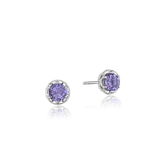 PETITE CRESCENT CROWN STUDS FEATURING AMETHYST