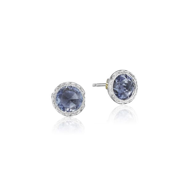 PETITE BEZEL STUDS FEATURING LONDON BLUE TOPAZ