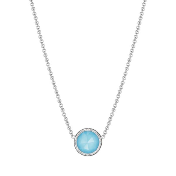 FLOATING BEZEL NECKLACE FEATURING NEO-TURQUOISE