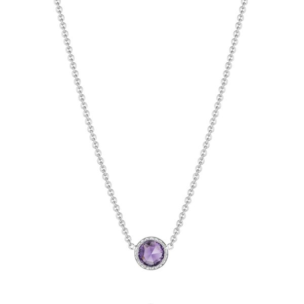 PETITE FLOATING BEZEL NECKLACE FEATURING AMETHYST