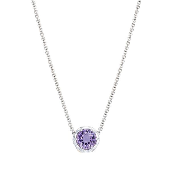 CRESCENT STATION NECKLACE FEATURING AMETHYST