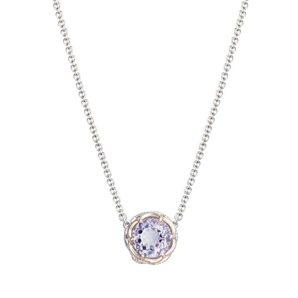 CRESCENT STATION NECKLACE FEATURING ROSE AMETHYST