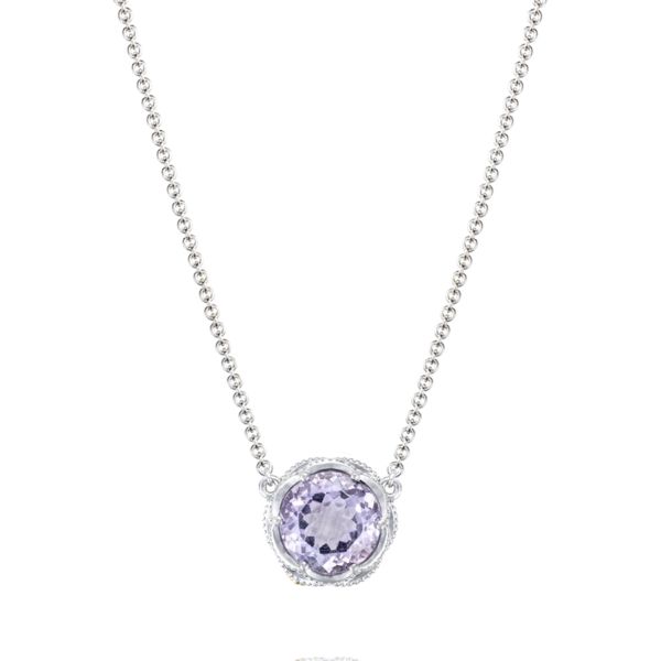 BOLD CRESCENT STATION NECKLACE FEATURING ROSE AMETHYST