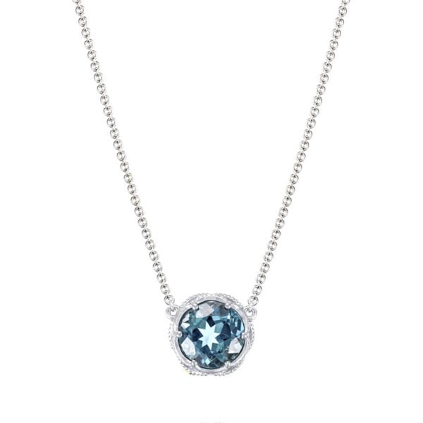 BOLD CRESCENT STATION NECKLACE FEATURING LONDON BLUE TOPAZ
