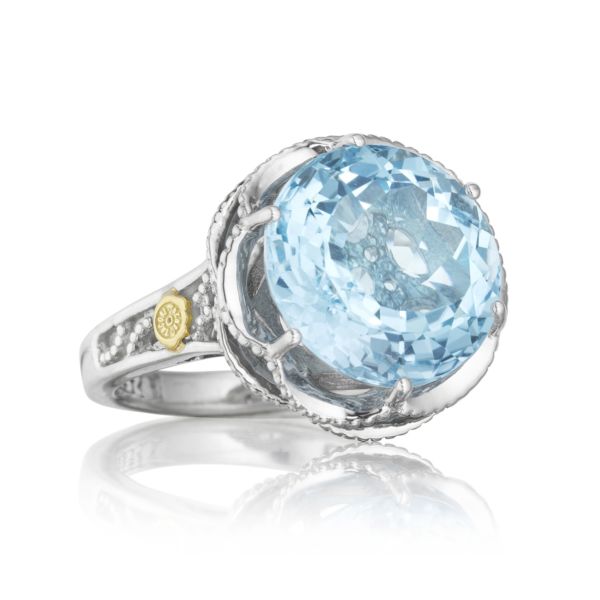 CRESCENT GEM RING FEATURING SKY BLUE TOPAZ