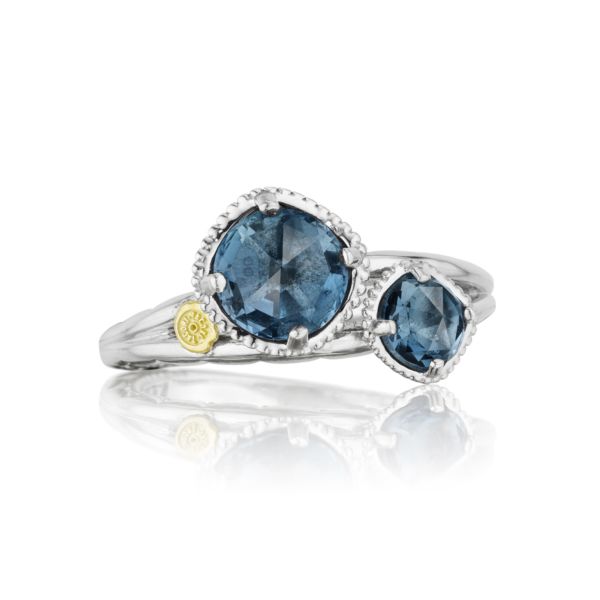 BUDDING BRILLIANCE DUO RING FEATURING LONDON BLUE TOPAZ