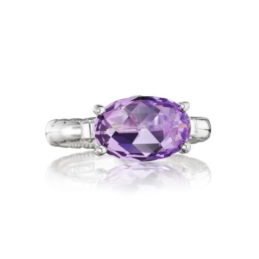 EAST-WEST OVAL RING FEATURING AMETHYST