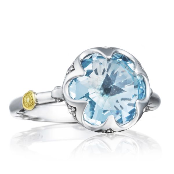 CRESCENT BEZEL RING FEATURING SKY BLUE TOPAZ