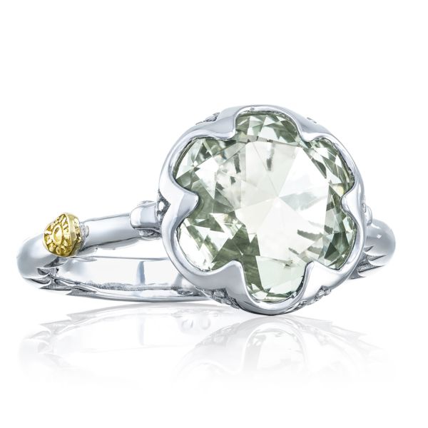 CRESCENT BEZEL RING FEATURING PRASIOLITE