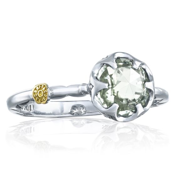 PETITE CRESCENT BEZEL RING FEATURING PRASIOLITE