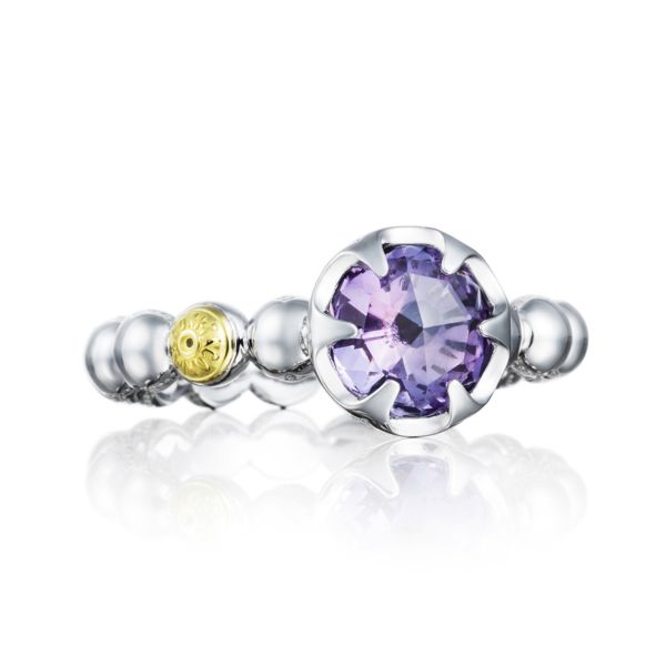 BEADED BEZEL RING FEATURING AMETHYST