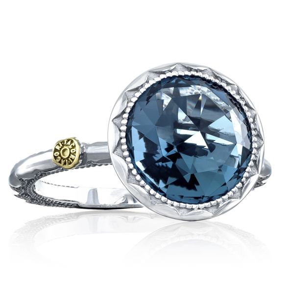 CRESCENT BEZEL RING FEATURING LONDON BLUE TOPAZ