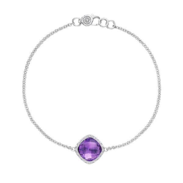 SOLITAIRE CUSHION GEM BRACELET WITH AMETHYST
