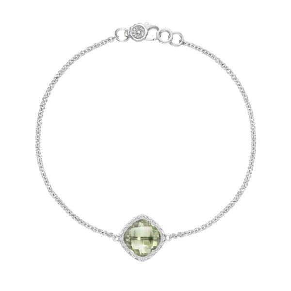 SOLITAIRE CUSHION GEM BRACELET WITH PRASIOLITE
