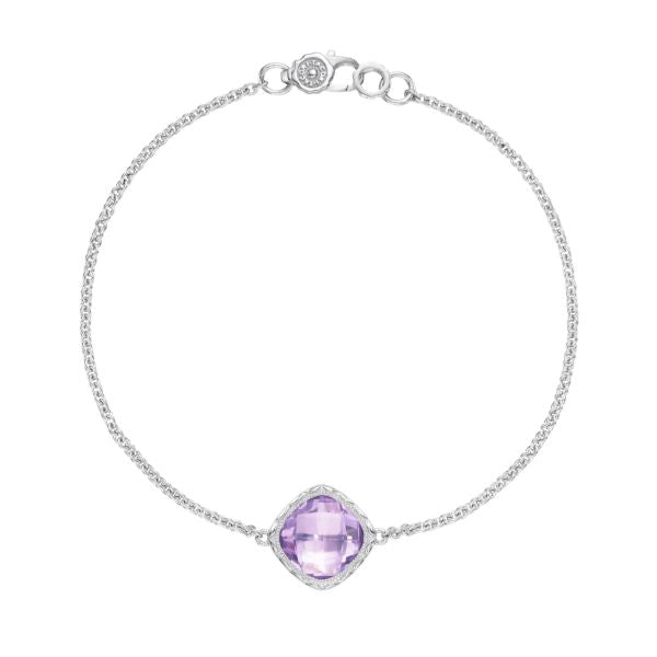 SOLITAIRE CUSHION GEM BRACELET WITH ROSE AMETHYST