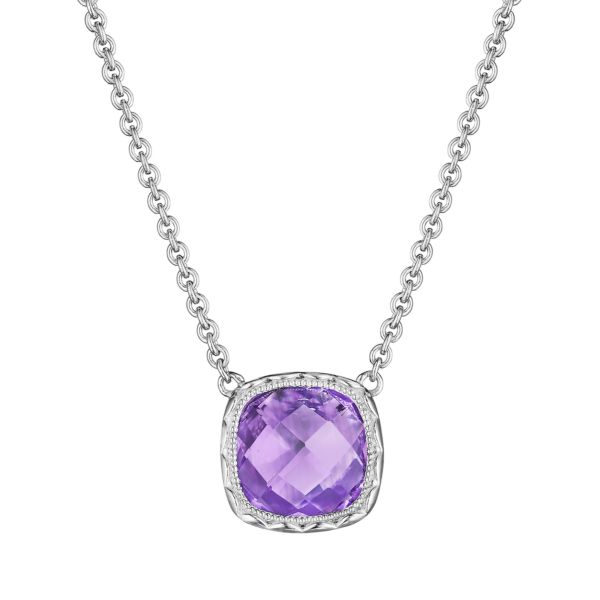 CUSHION GEM NECKLACE WITH AMETHYST