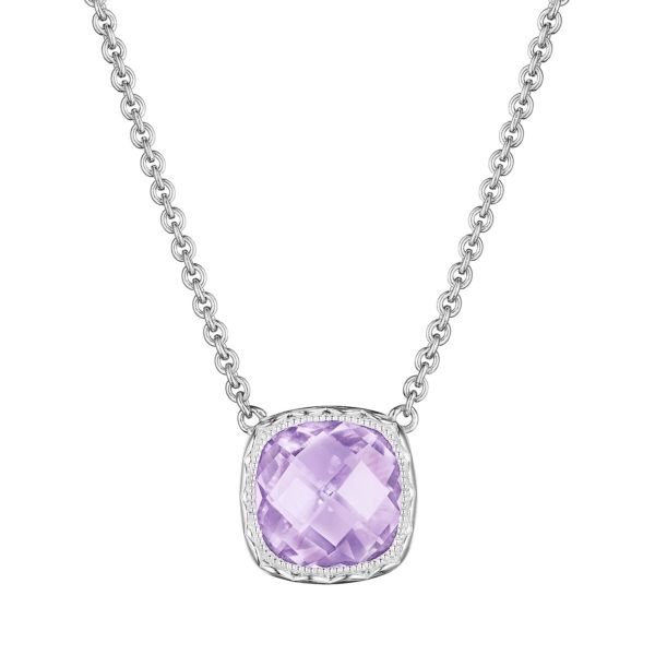 CUSHION GEM NECKLACE WITH ROSE AMETHYST
